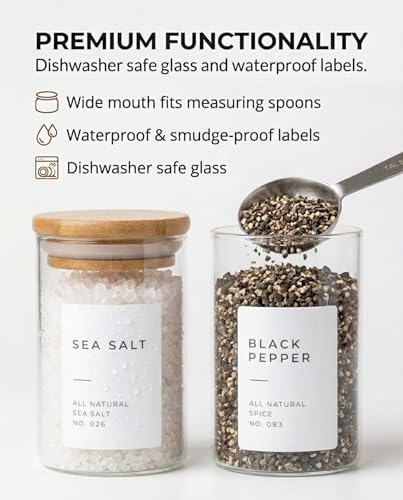 Glass Spice Jars with Label Pack (12 Count)