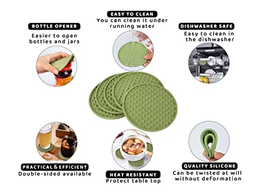 Rubber Coasters Set 6 with Holder