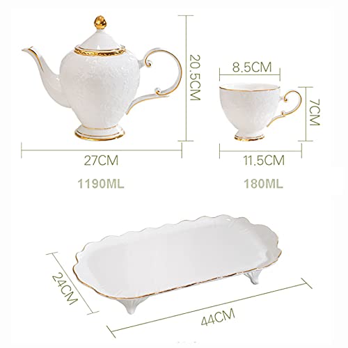 Porcelain Tea Set Tea Gift Sets with Tray Tea Cup Teapot Set Tea Pot with 6 Cups Modern Tea Set for Tea Coffee Water White