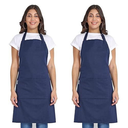 Chef Aprons Recycled Cotton Kitchen Apron with an Adjustable Neck with Long Ties (2 Count)