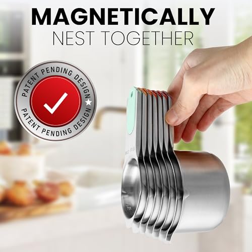 Magnetic Stainless Steel Measuring Cups Set of 7