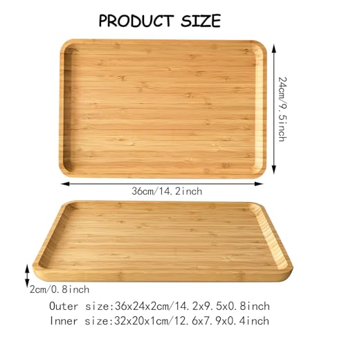Bamboo Serving Tray Wooden Rectangle Dinner Food Bed Lab Tray Small