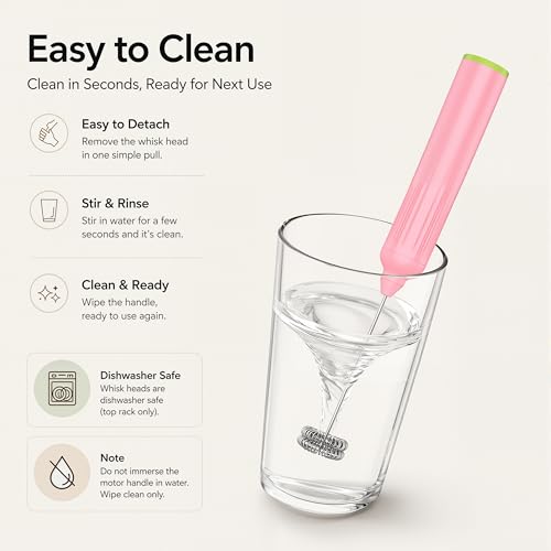 Milk Frother Handheld with 3 Stainless Steel Whisks