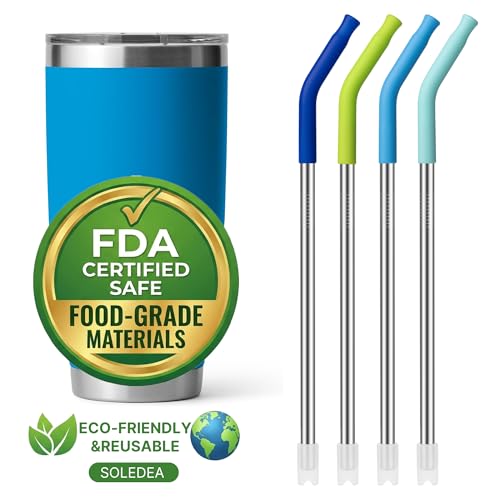 30 oz Straight Metal Straws with Silicone Tip for 30 oz Tumbler