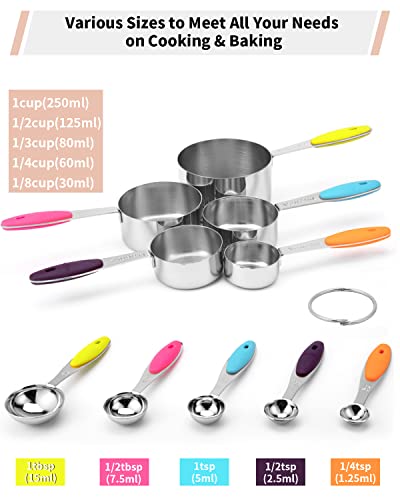 Stainless Steel Measuring Cups and Spoons Set of 10 Piece
