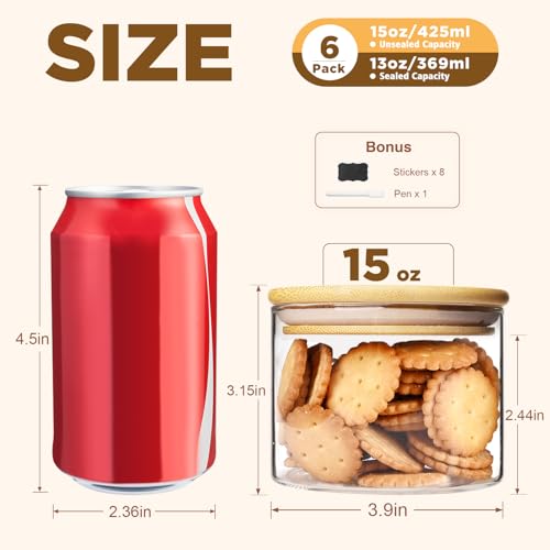 15oz Glass Food Storage Jars (6 Count)