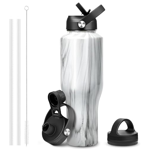 40 oz Insulated Water Bottle with Straw fit in Car Cup Holder