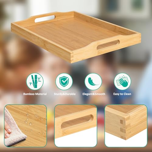 Bamboo Food Serving Tray with Handles