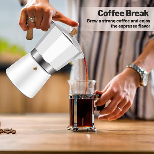12 Cup Aluminum Moka Pot Classic Stovetop Espresso Coffee Maker 600ml 20oz Coffeemaker Percolator Mocha Express Preferred Cafe Makers for Italian and Cuban Café Brewing White