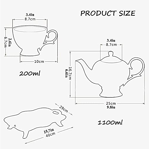 Tea Set with Teapot Tea Set for Adults Afternoon Tea Service Coffee Cups Set Porcelain Tea Cups Set with Tea Tray Best Gift