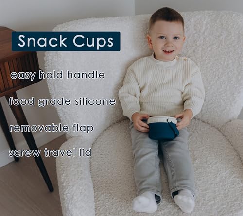 No Spill Silicone Toddler Snack Containers (12 Ounce)