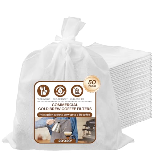 50Pcs Commercial Cold Brew Coffee Filters for 5 Gallon Buckets (50 Count)