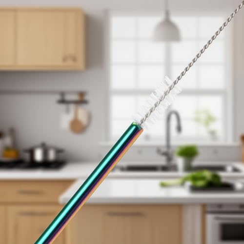 10 Pcs Metal Straw Reusable 8.5" 6mm Stainless Steel Straws (10 Count)