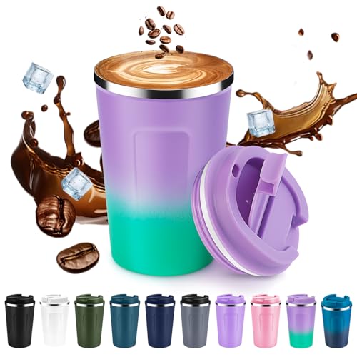 12 oz Double Wall Insulated Vacuum Travel Coffee Mug with Flip Lid