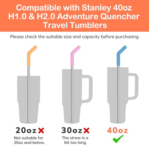 6PCS Stainless Steel Straws with Silicone Tip Fit for Stanley Cup (6 Count)