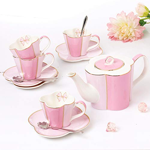 Porcelain Ceramic Coffee Tea Gift Sets Coffee Cup for 4 Series Bone China Teapot with Tea Cups and Teaspoons Birthday Wedding Gifts