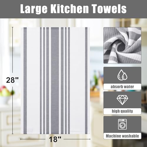 Premium Cotton Stripe Kitchen Towels 8 Pack (8 Count)
