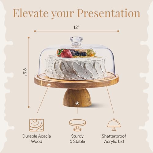 Wood Cake Stand with Lid
