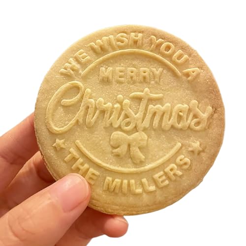 2026 Personalized Christmas Cookie Stamp Custom Merry Christmas Cookies with Your Family's Last Name Great for Baking and Holiday Decorating Ideal Gift for Bakers
