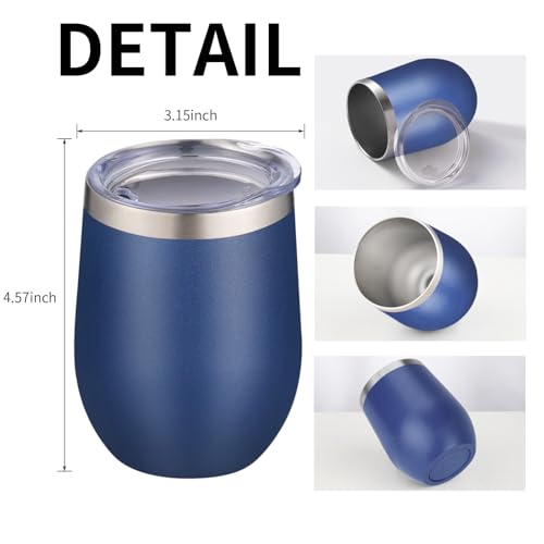 12oz 4 Pack Wine Tumbler Glasses with Lid Stemless Double Wall Vacuum Stainless Steel Travel Tumbler Keeping Cold & Hot for Wine
