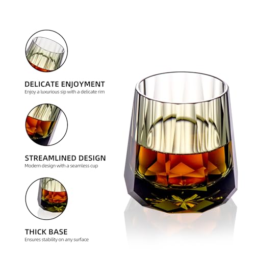 Crystal Whiskey Glasses Set of 2 Handcrafted Old Fashioned Glasses (2 Count)