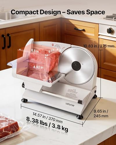 Meat Slicer 7.5" Electric Deli Slicer with 2 SUS420 Blades