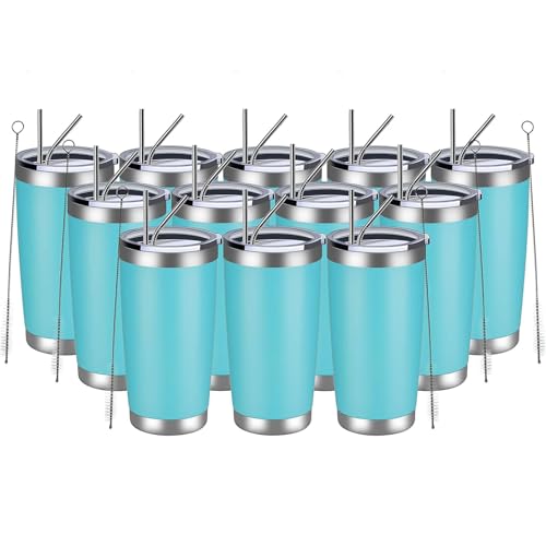 20oz Tumbler 12 Pack Double Wall Vacuum Insulated Travel Mug Bulk (7 Count)