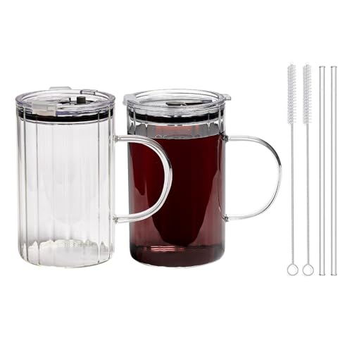 20oz Glass Tumblers with Lids and Straws (2 Count)