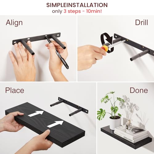Black Floating Shelves 15.7in