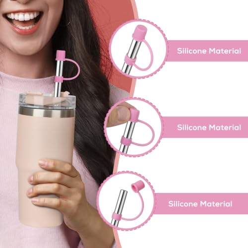 8.6" Stainless Steel Straws with Covers fit Stanley 14 (6 Count)
