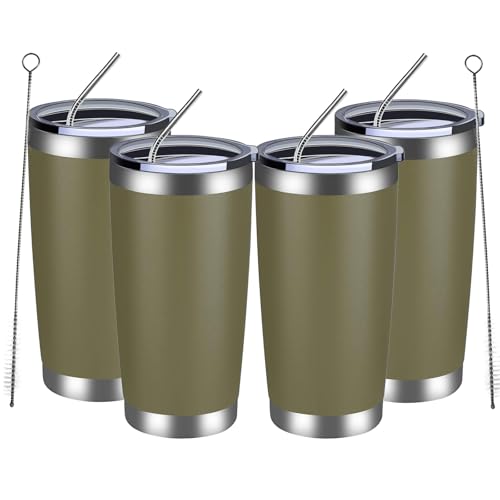 20oz Tumbler 4 Pack Double Wall Vacuum Insulated Travel Mug Bulk (4 Count)