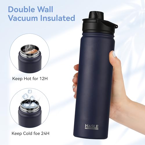 Insulated Water Bottle 22 oz Double Wall Stainless Steel Water Bottle Wide Mouth with Straw Lid & Spout Lid Keeps Cold or Hot