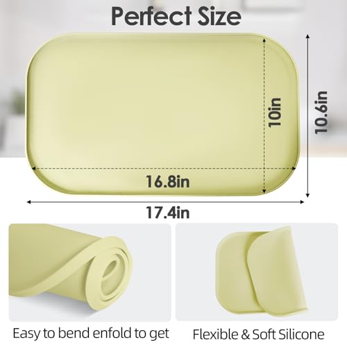 Silicone Coffee Maker Mat with Lip for Countertops 17.4''x10.6'' Sage Green