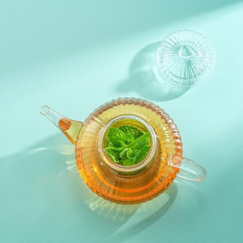 Fluted Glass Teapot Set 34oz