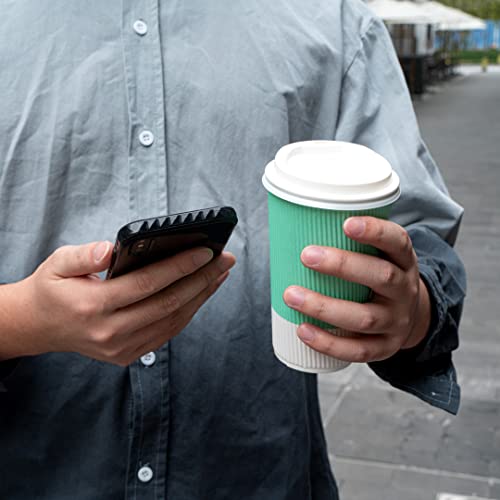 16 Ounce Paper Cups Pack of 25 Ripple Wall Disposable Cups (25 Count)