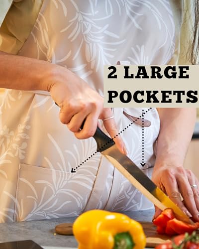 Premium Adjustable Light Beige Cooking Aprons for Women with Pockets