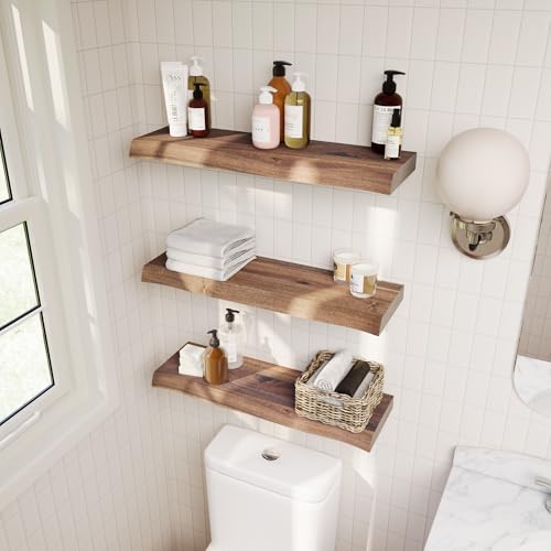 24'' Live Edge Floating Shelves for Wall (2 Count)