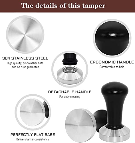 51 mm Coffee Tamper Set Coffee Press for Portafilter Machine Espresso Tamper with Tamper Mat