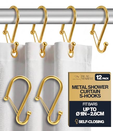 12 Decorative Metal Shower Curtain Hooks (12 Count)