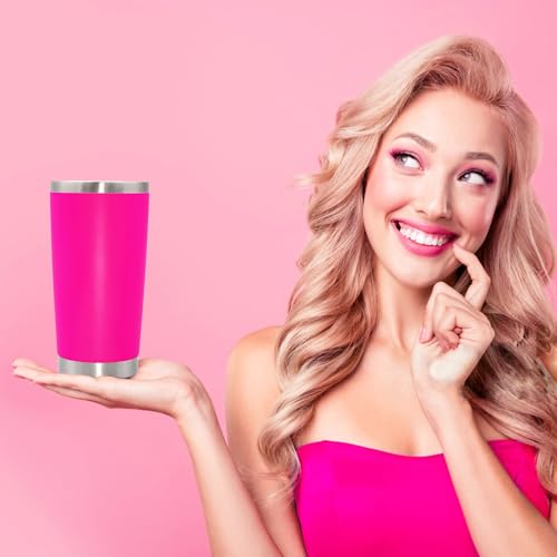 20oz Tumbler Insulated Coffee Tumblers with Lid Stainless Steel Hot Pink 8P (8 Count)