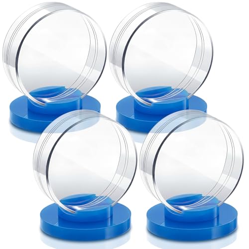4 Pieces Hockey Puck Display Case Acrylic Clear Puck Holder with Shell Base Hockey Display Stand Autographed Souvenir Memorabilia for Enthusiasts Collection (4 Count)