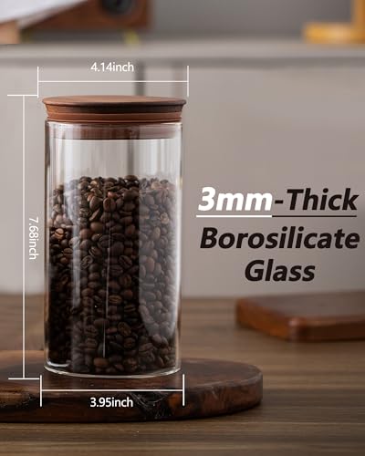 37 oz Coffee Canister with Scoop and Wooden Lids