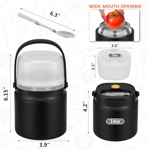 14 oz Soup Thermo for Hot Food with 7 oz Snack Container