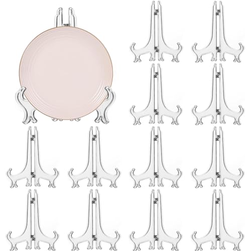 12 Pack 7 Inch Clear Plastic Easels or Stand