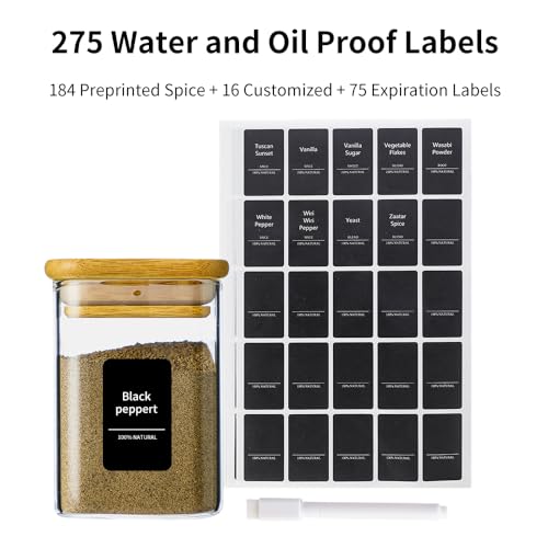 16Pcs 7oz Spice Jars Glass Container with 275 Labels (16 Count)
