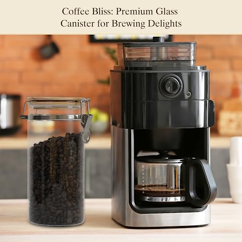 Glass Coffee Canister Coffee Containers for Ground Coffee Coffee Bean Storage Airtight Seal with Locking Clamp