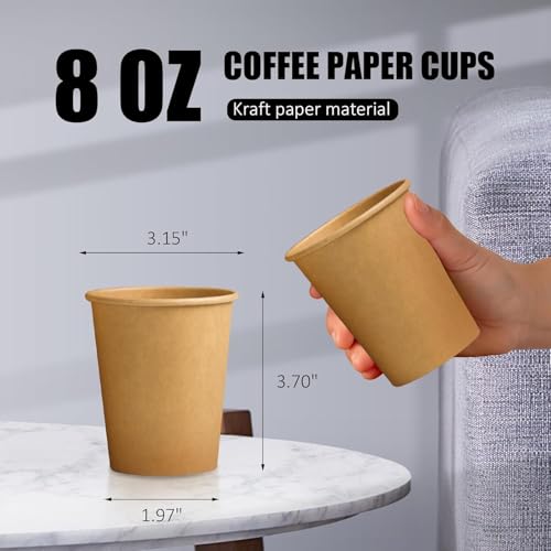400 Pack 8 oz Paper Cups Brown Kraft Disposable Hot Coffee Cups (400 Count)