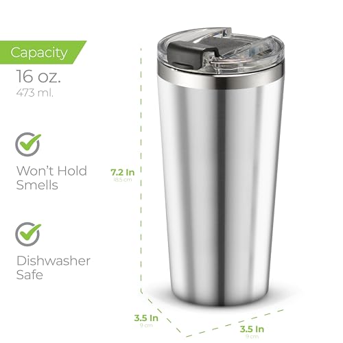 16 oz Insulated Coffee Tumbler with Leakproof Lid