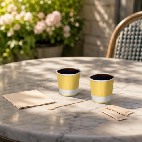 Ripple Wall Coffee Cups 500 Count 4 Ounce Insulated Light Yellow Paper Cups