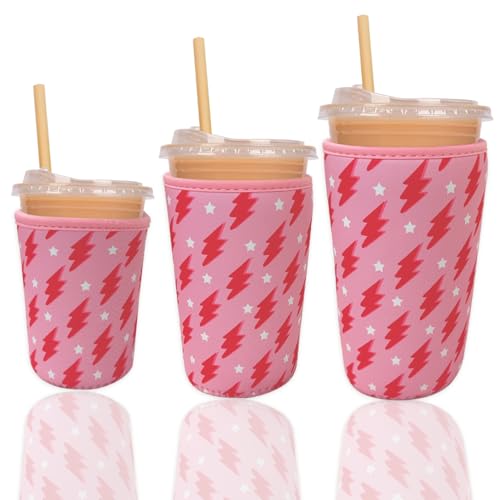 Reusable Insulated Neoprene Iced Coffee Cup Sleeve (3 Count)